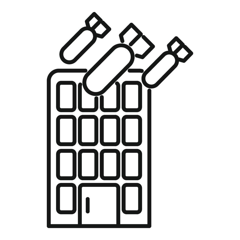 Three bombs falling on a keyboard representing cyber warfare vector