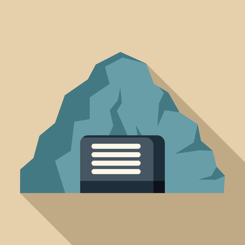 Modern bunker entrance hidden under mountain rocks providing protection vector