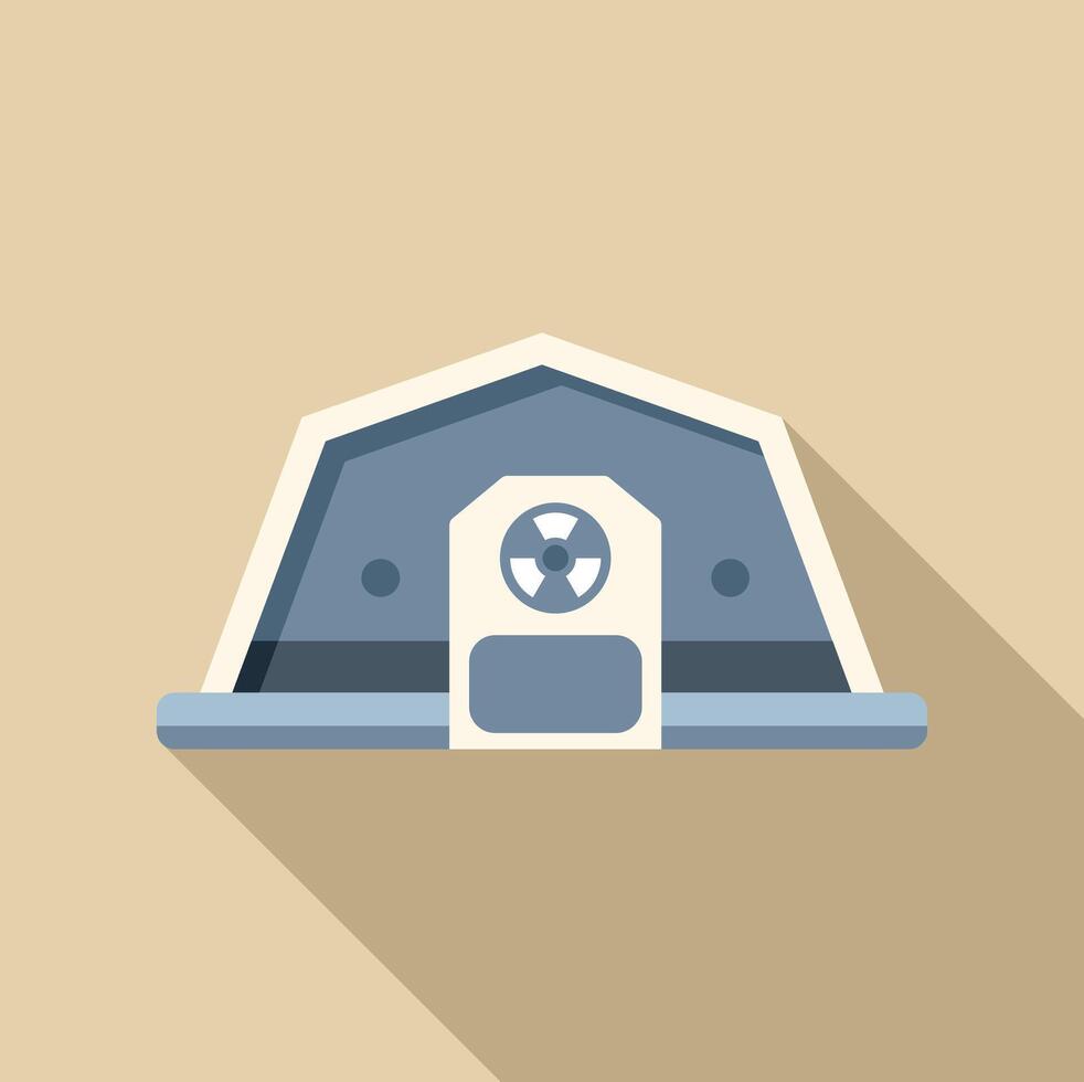 Nuclear power plant building generating electricity with long shadow vector