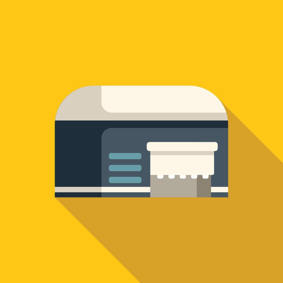 Large format printer standing on yellow background with long shadow vector