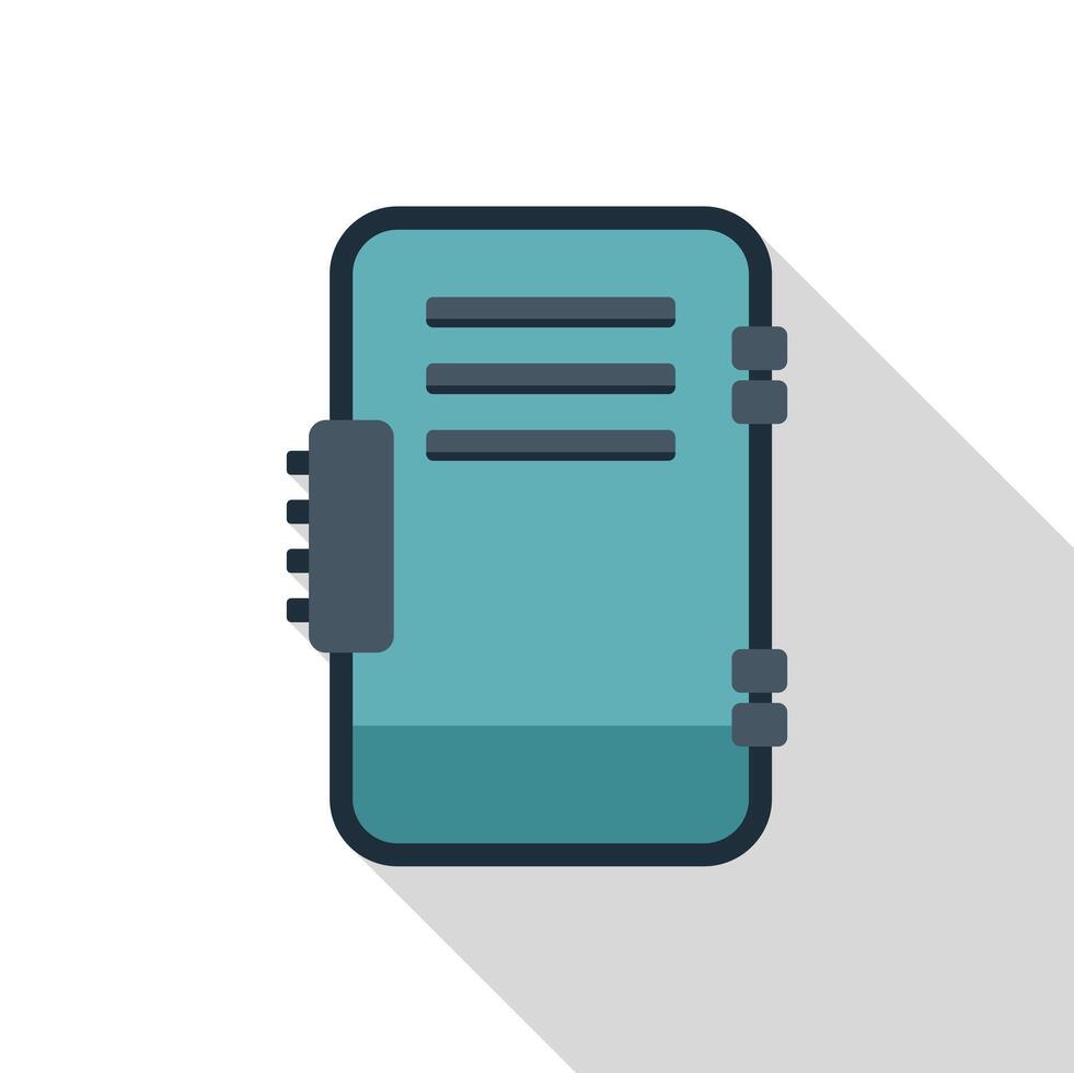 Closed personal diary with bookmark showing long shadow vector