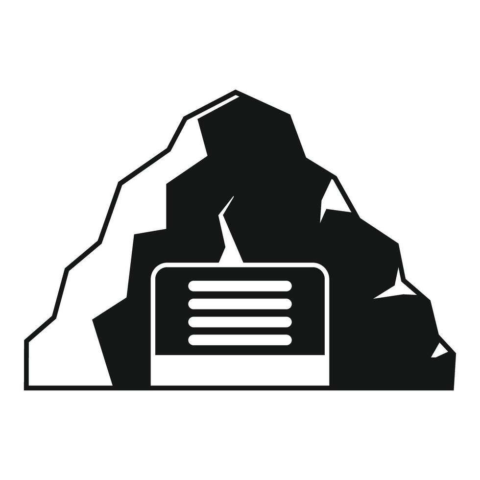Black silhouetted icon of a mining entrance with a ventilation system vector