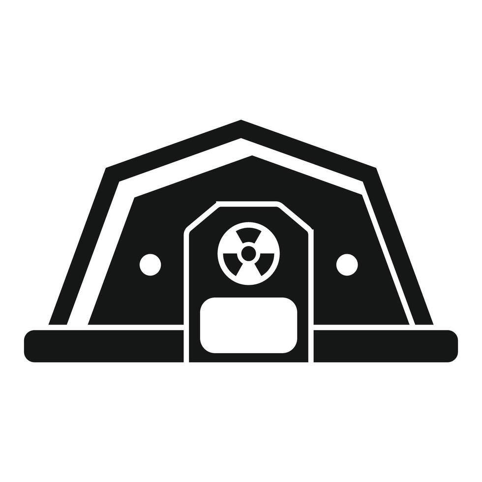 Nuclear plant building processing radioactive material icon vector