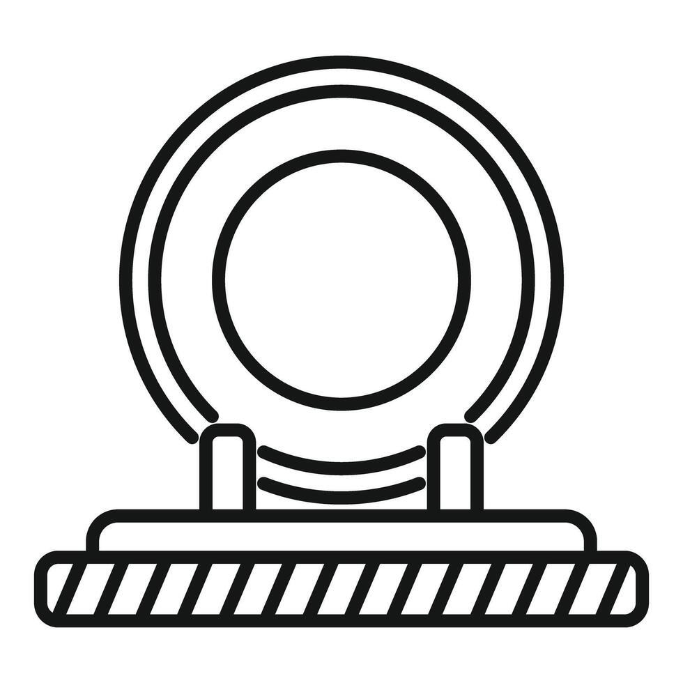 Hamster wheel standing on striped surface icon outline style vector
