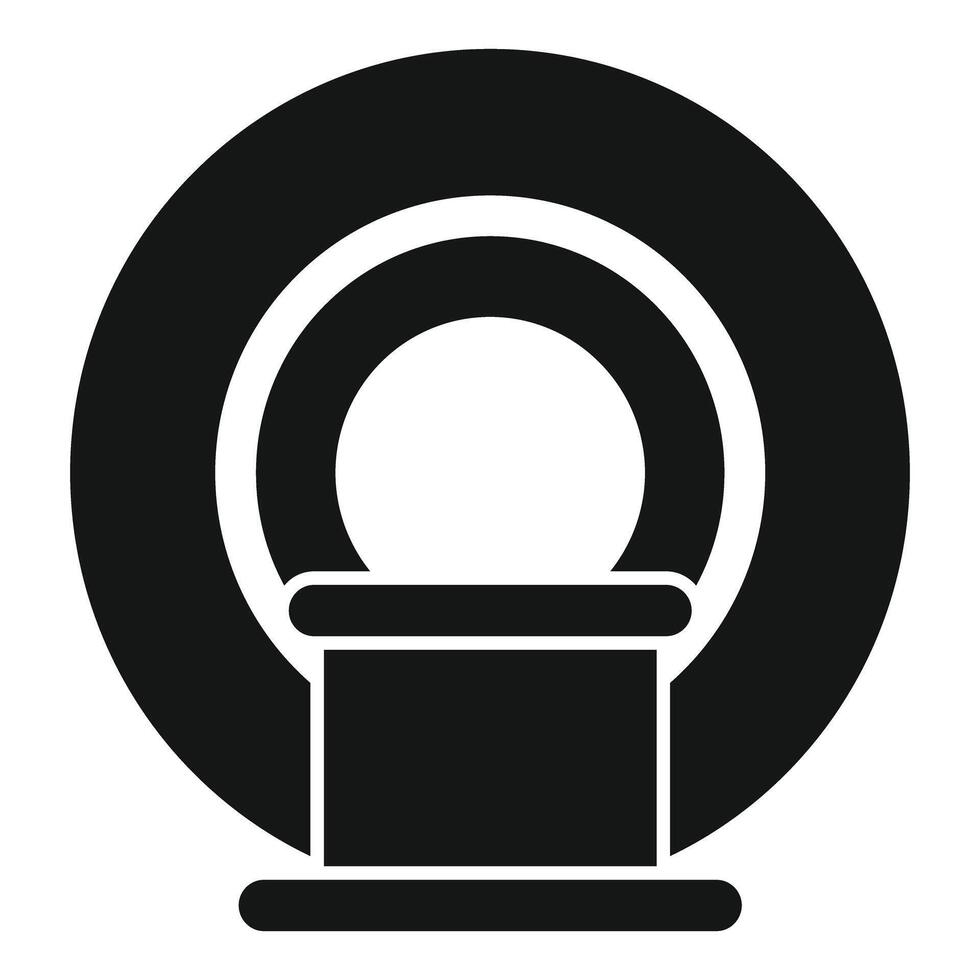 Magnetic resonance imaging scanner front view showing patient bed vector