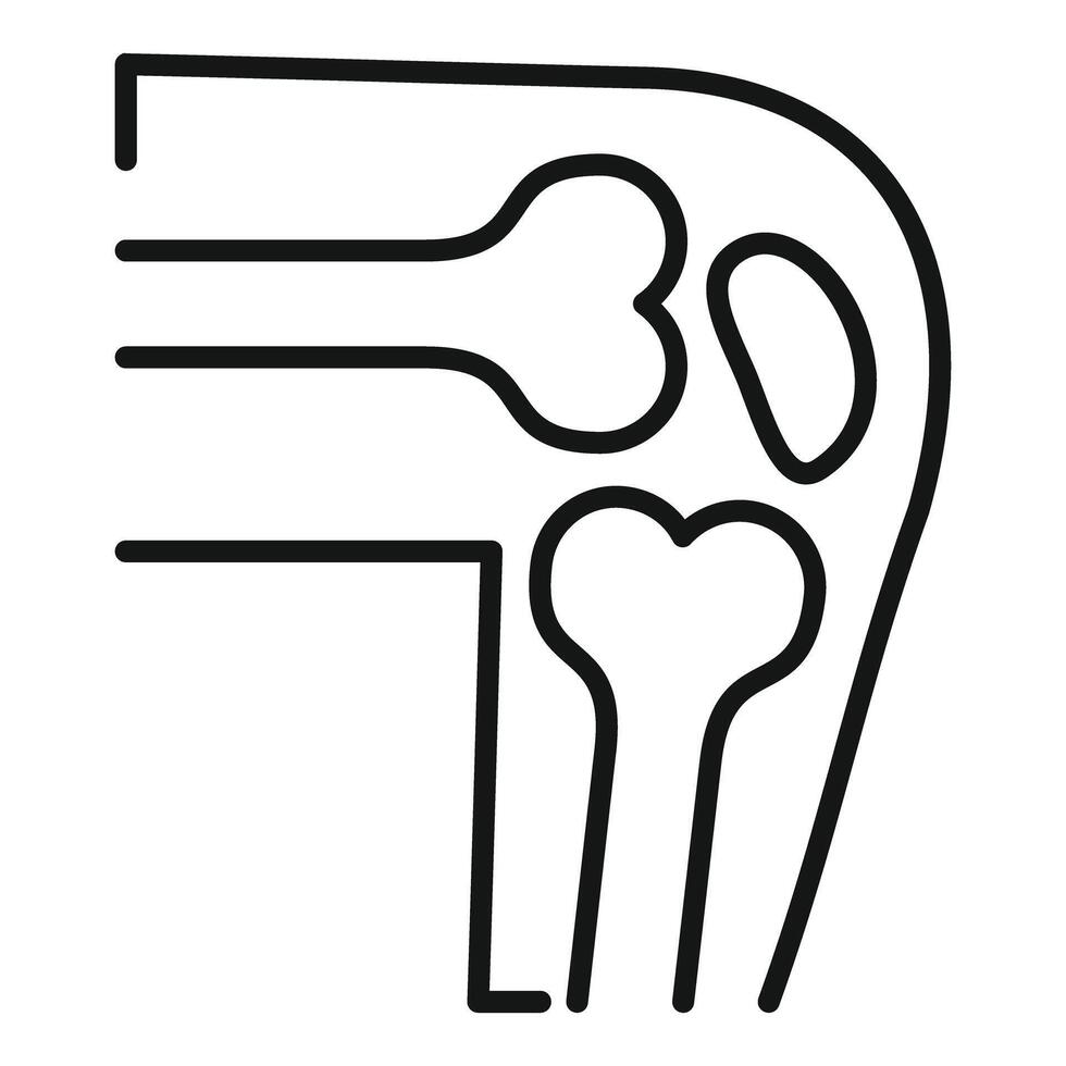 Line icon representing human knee joint showing bones vector