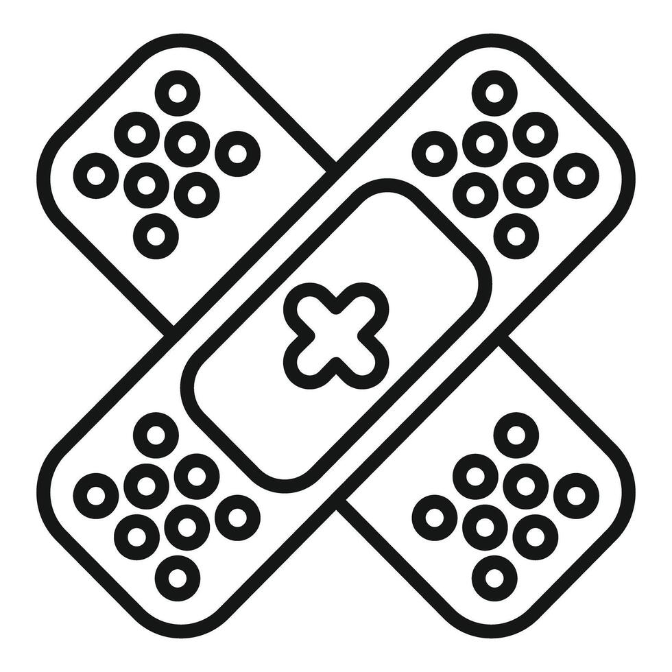 Two crossed bandages forming a cross shape icon vector