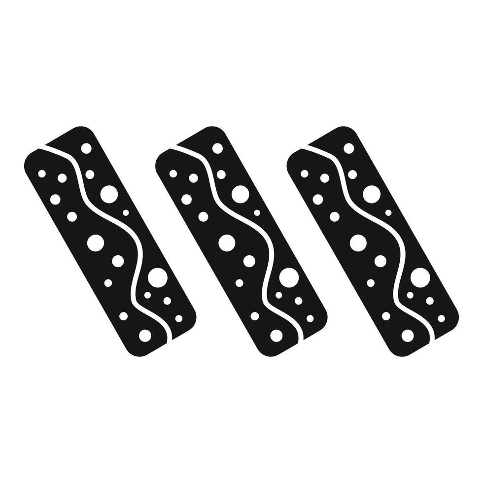 Three chocolate bars with filling lying diagonally icon vector