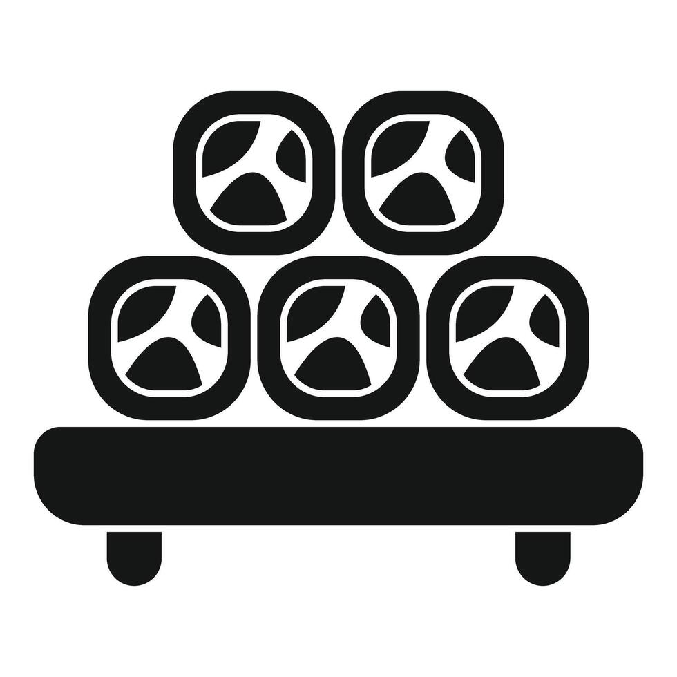 Sushi rolls serving on wooden plate icon vector