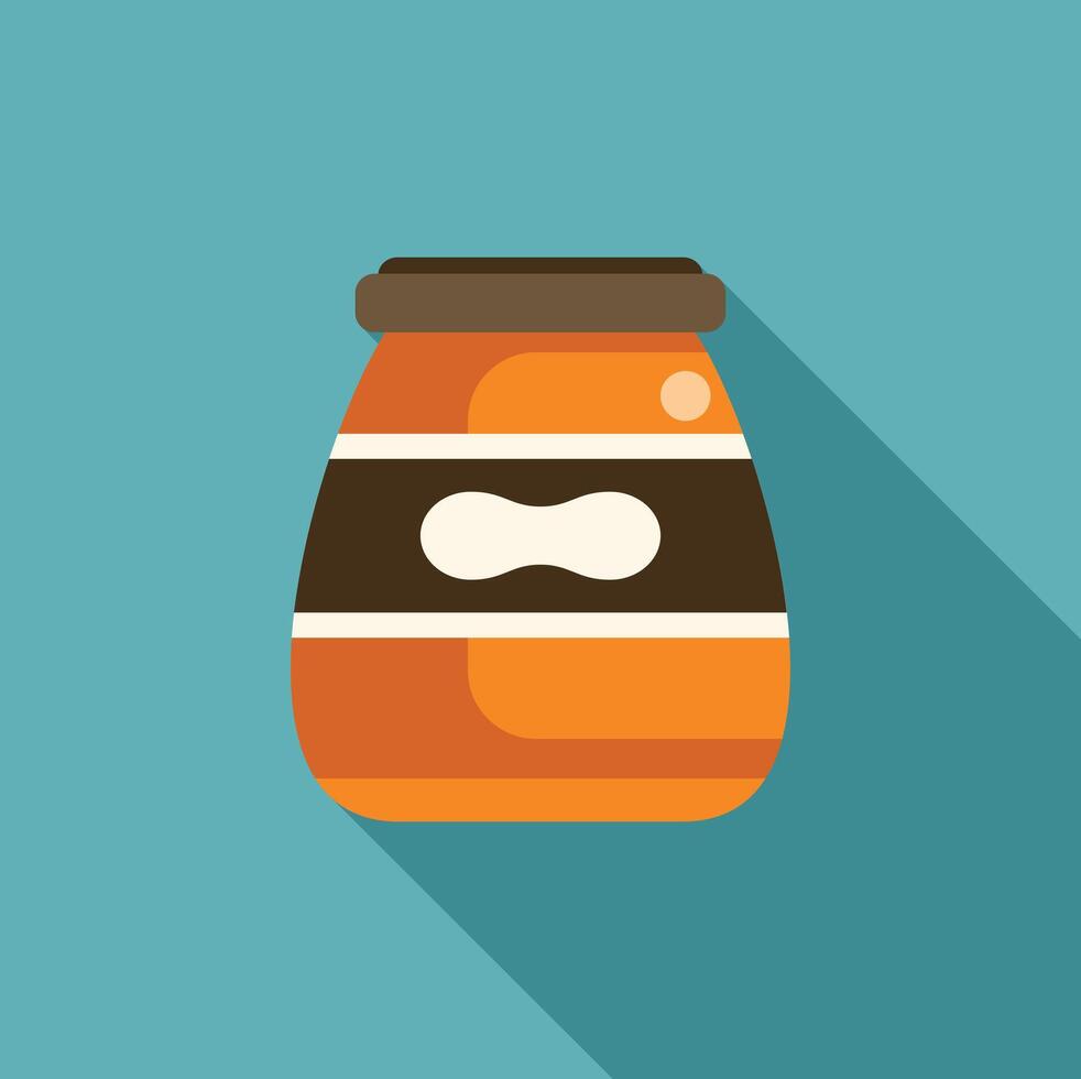 Peanut butter jar sitting on blue background with long shadow vector