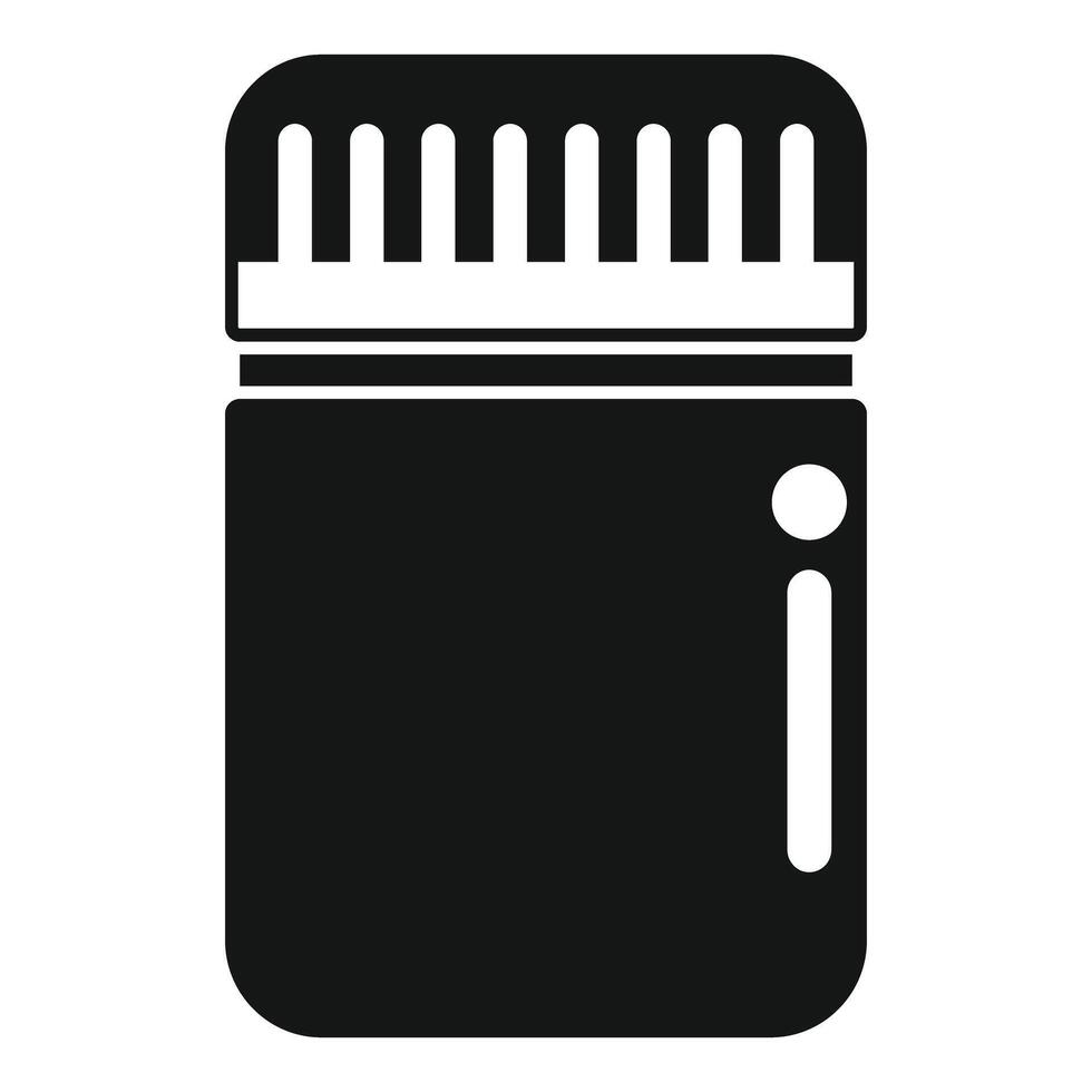 Black jar with matches for camping trip icon, simple style vector