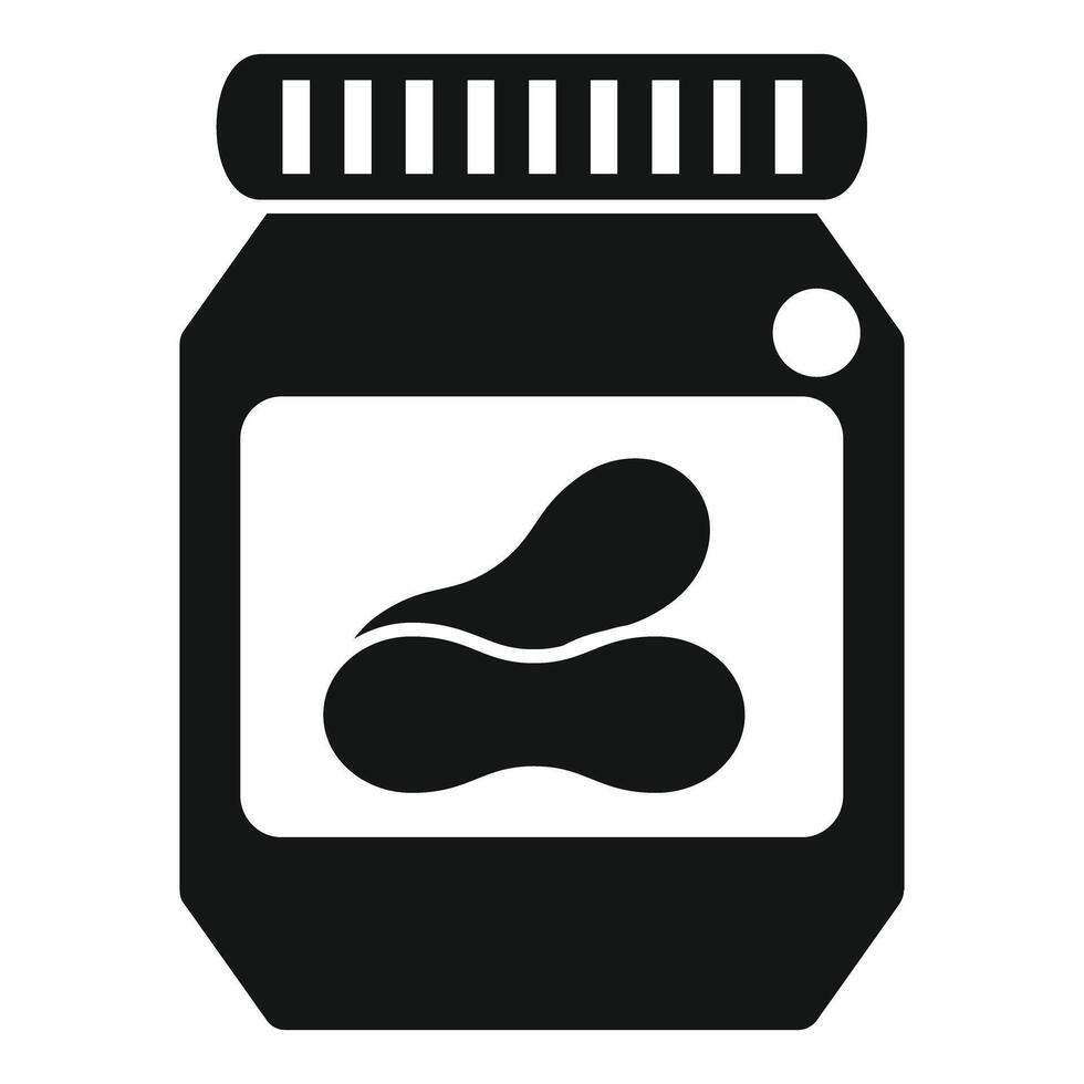 Glass jar with peanuts and label for peanut butter vector