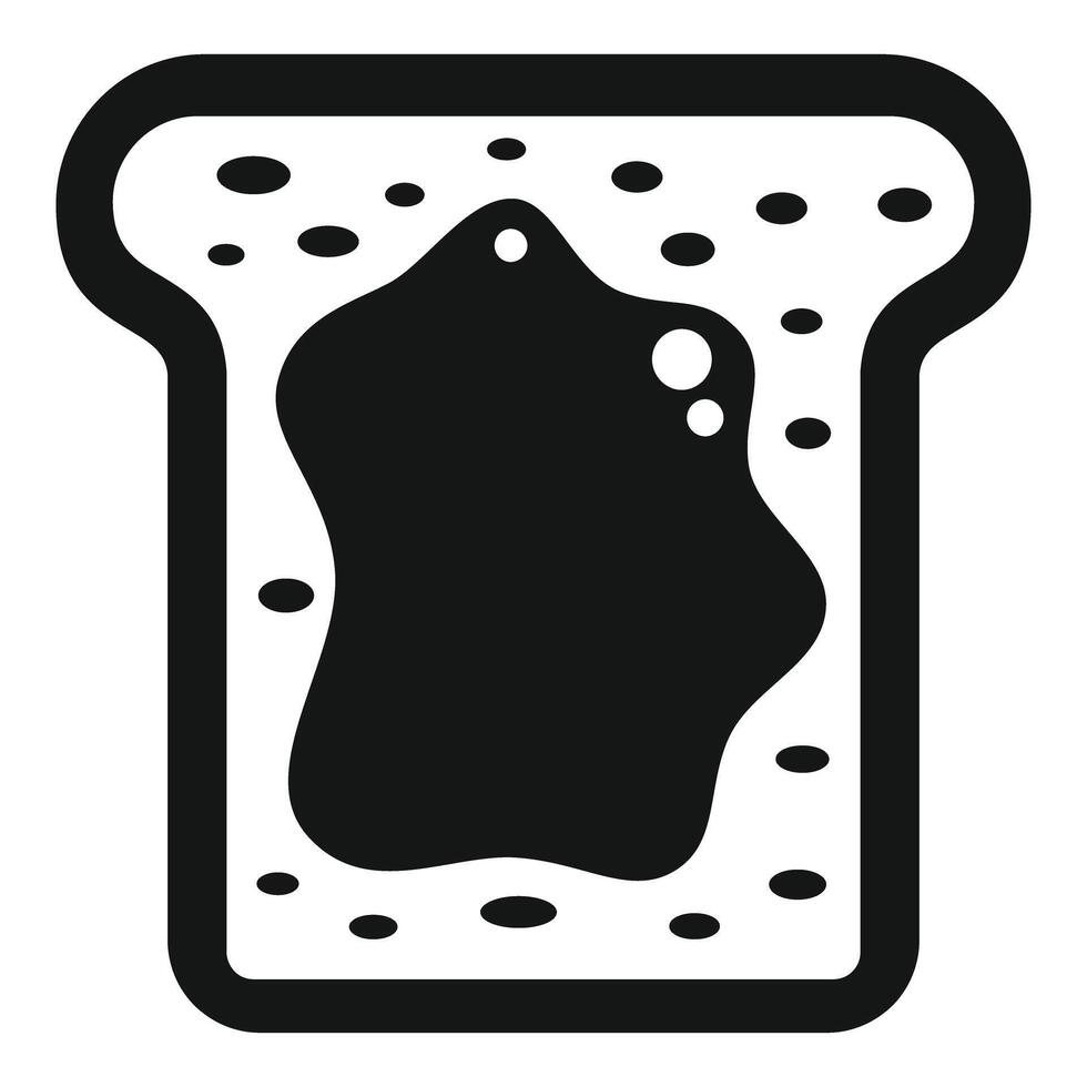 Slice of toast with jam minimalist black and white icon vector