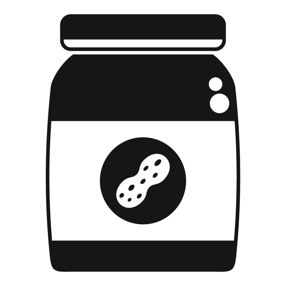 Peanut butter jar with label showing peanut in circle icon vector