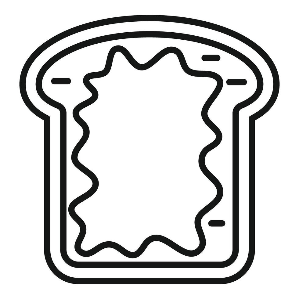 Slice of white bread with jam minimalist lineart icon vector