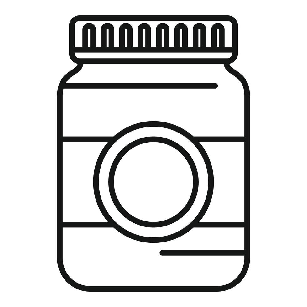 Line icon style illustration of a storage jar with a blank label for branding and design vector