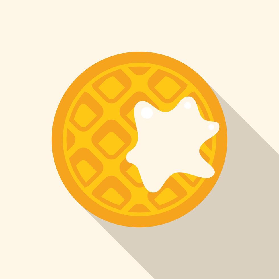 Delicious waffle with butter melting on top minimalist illustration vector