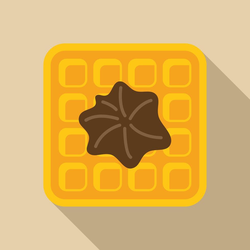 Delicious waffle with chocolate syrup drizzled on top flat design food icon vector