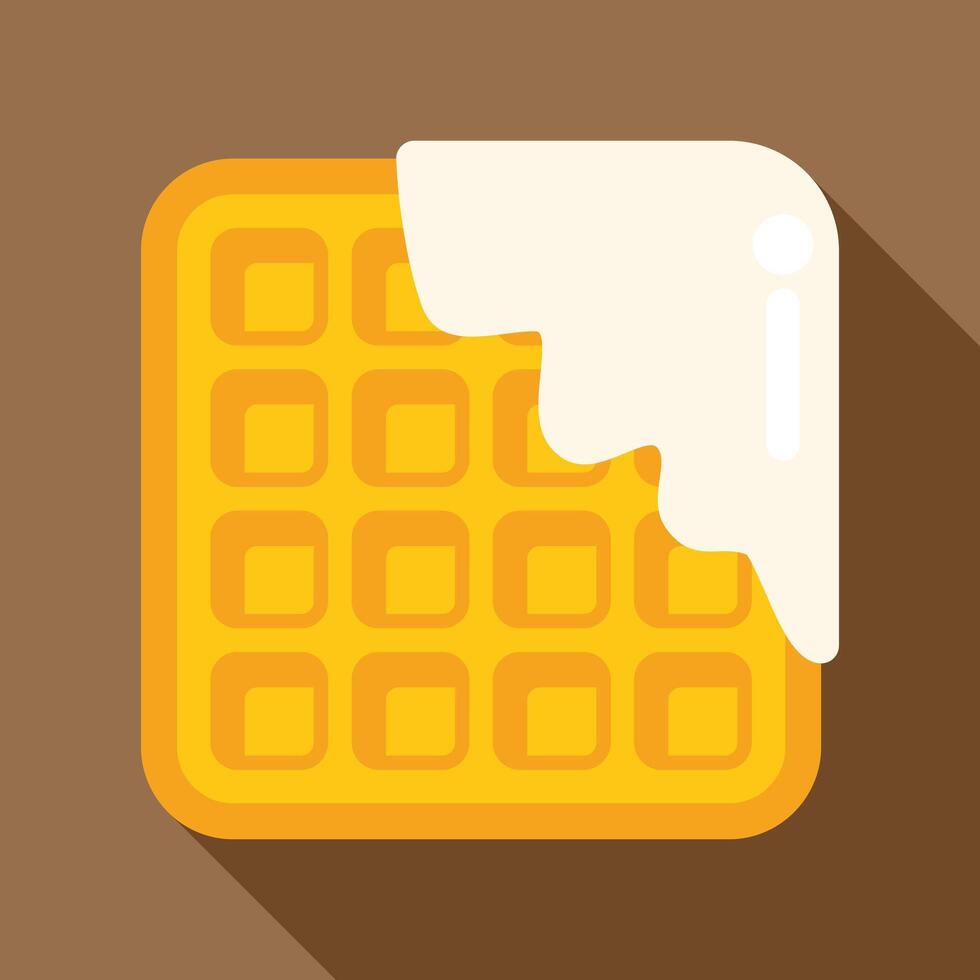 Square waffle dripping with syrup on brown background vector