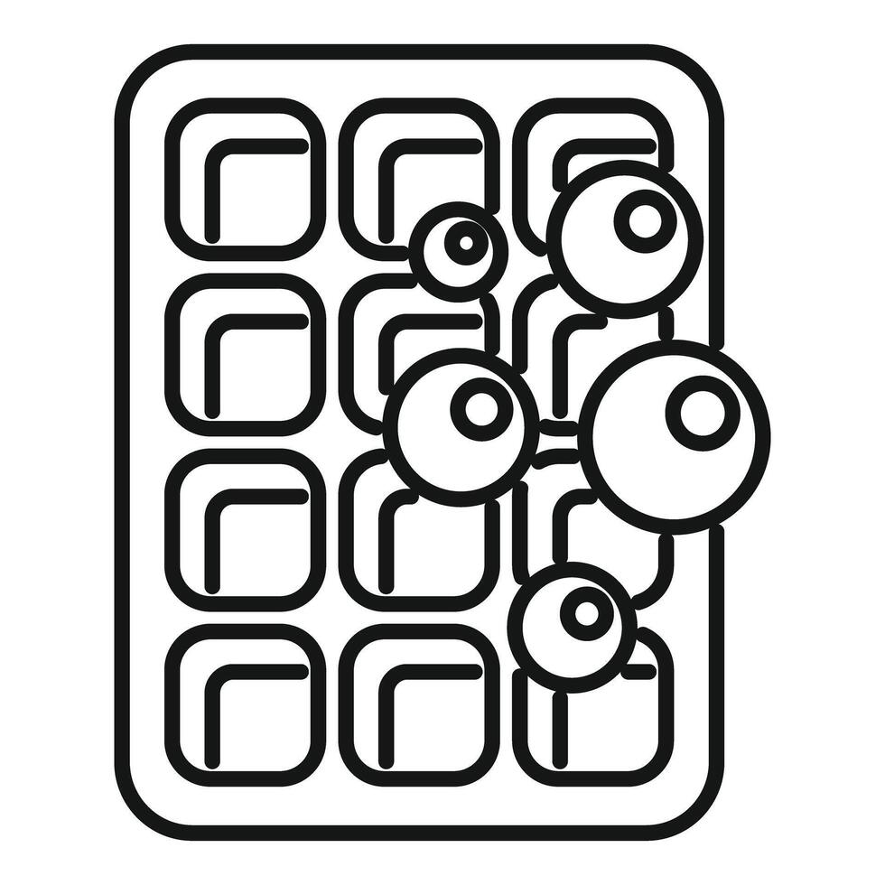 Ice cube tray filled with water and bubbles forming icon line art style vector