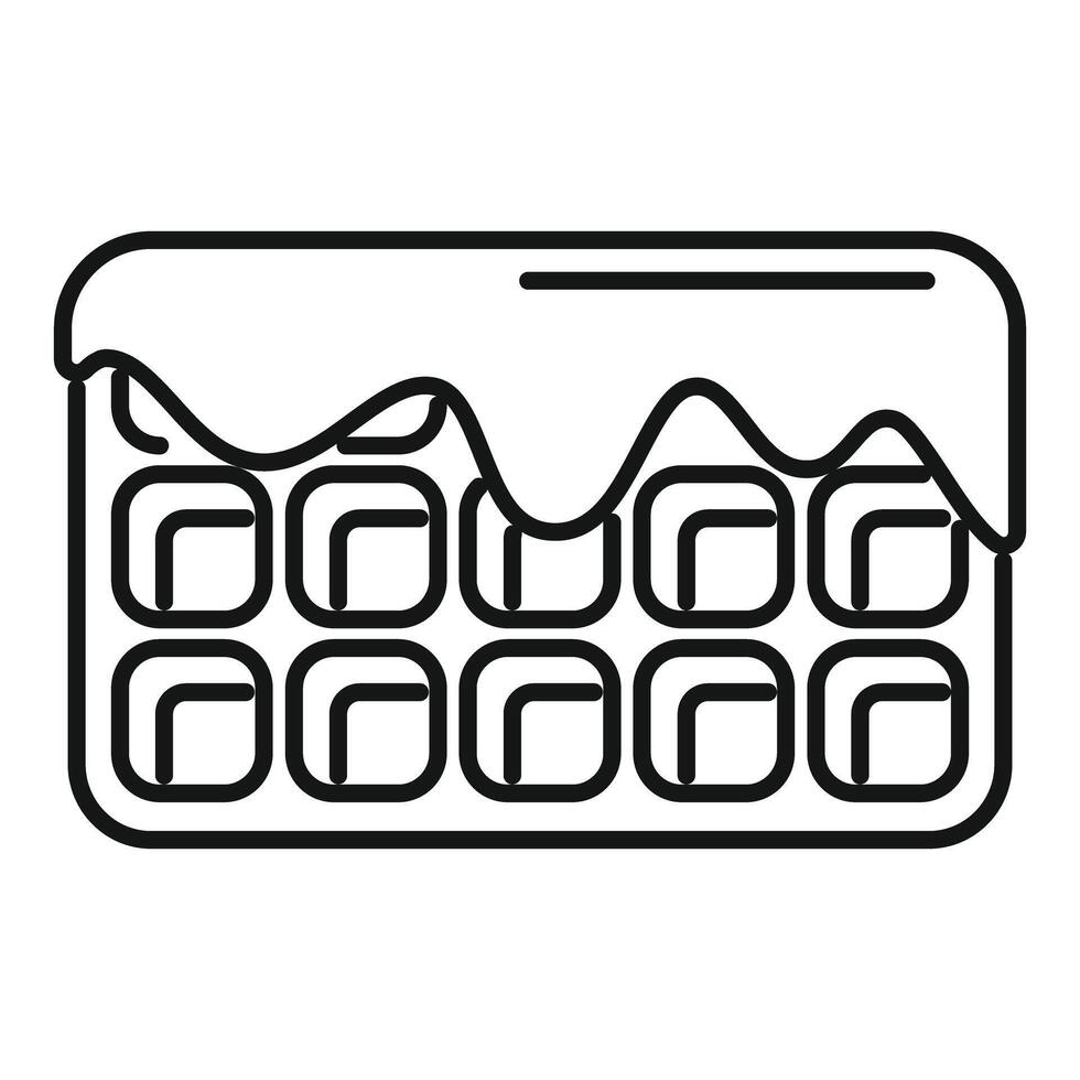 Waffle iron making delicious square waffles with overflowing batter vector