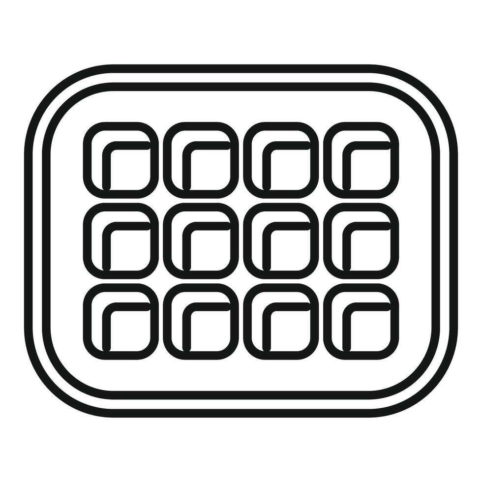 Ice cube tray molding frozen water squares in a grid pattern vector