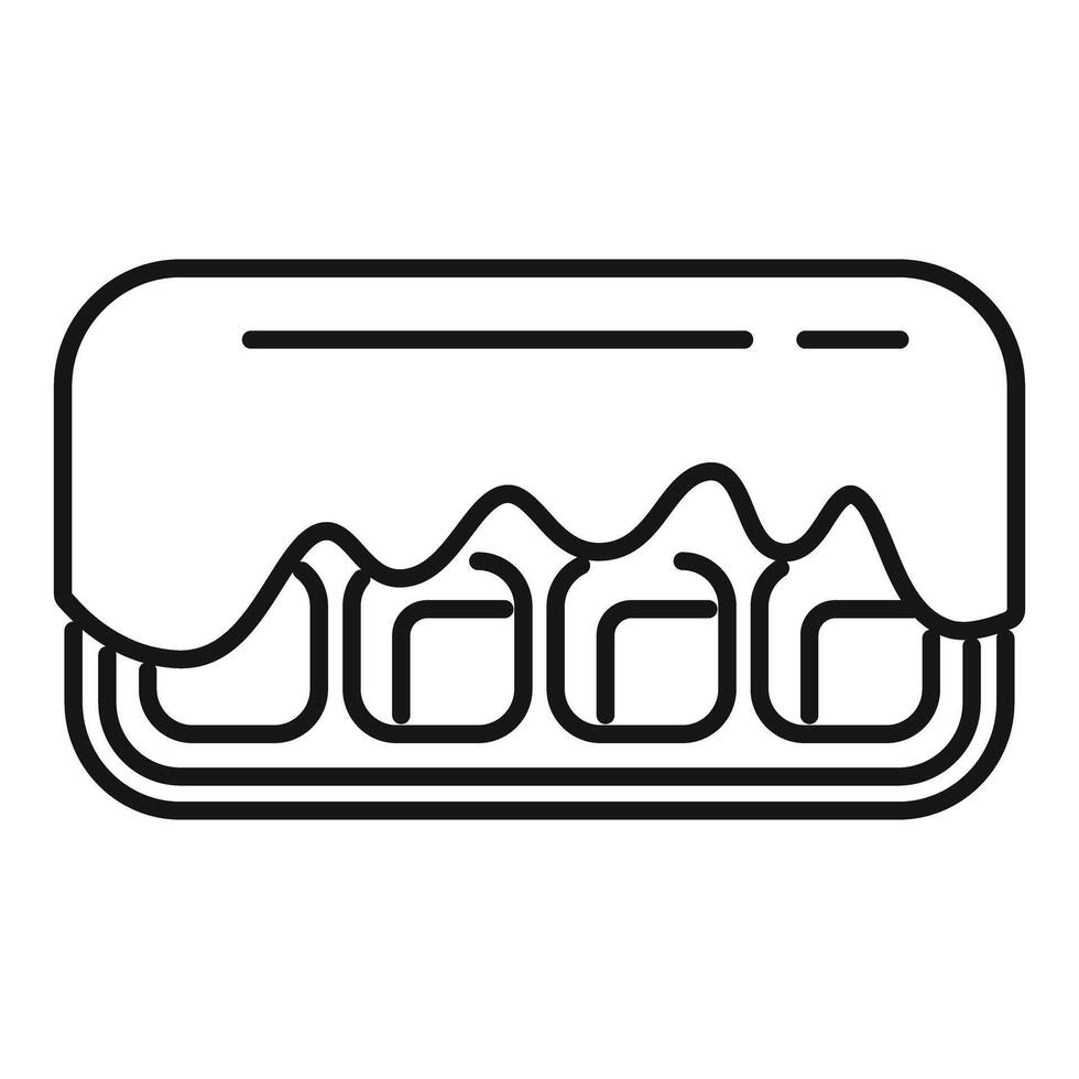 Chocolate bar melting with four pieces melting chocolate icon vector