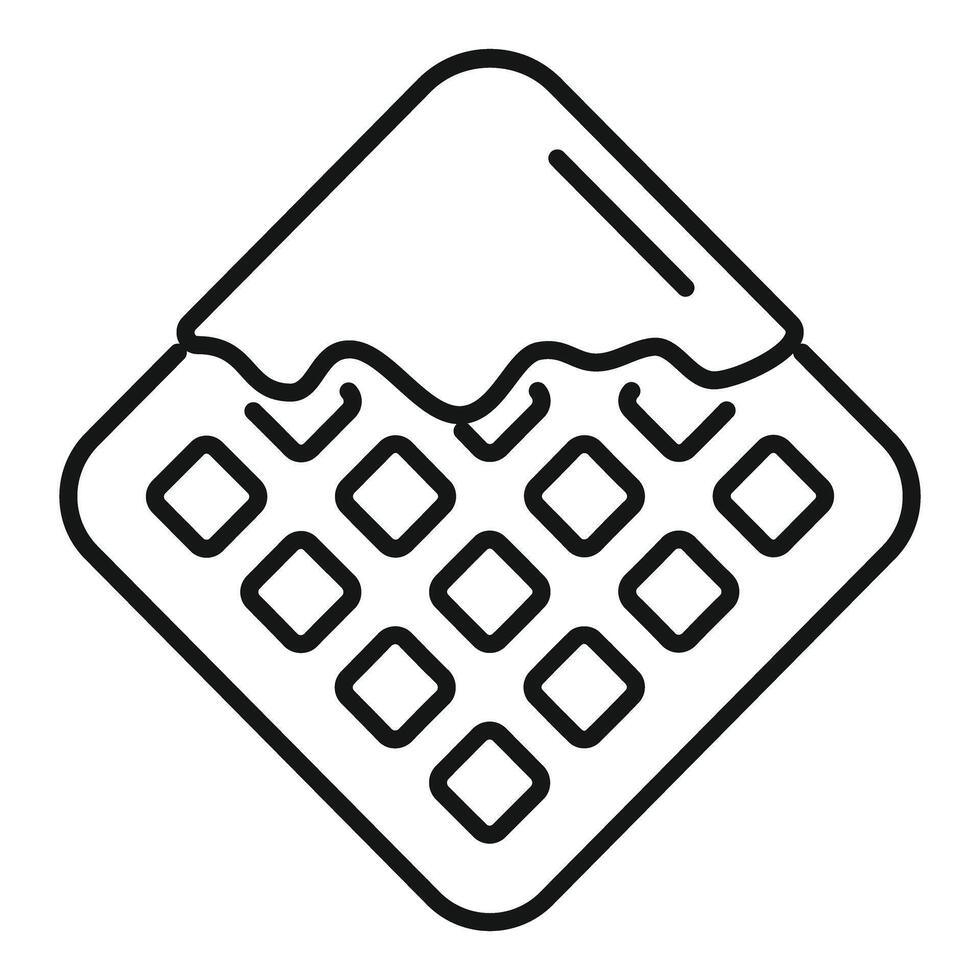 Square waffle with syrup drizzled on top icon in line style vector