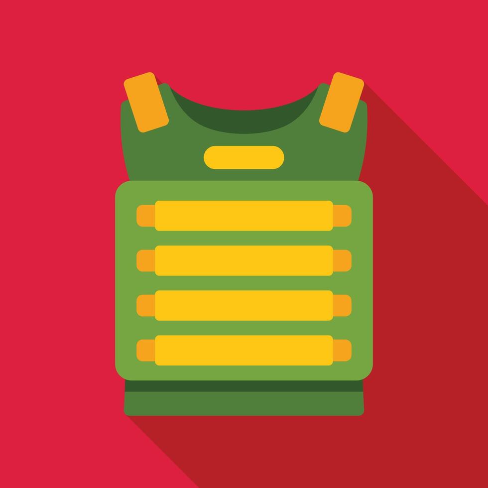 Military bulletproof vest offering protection on red background vector