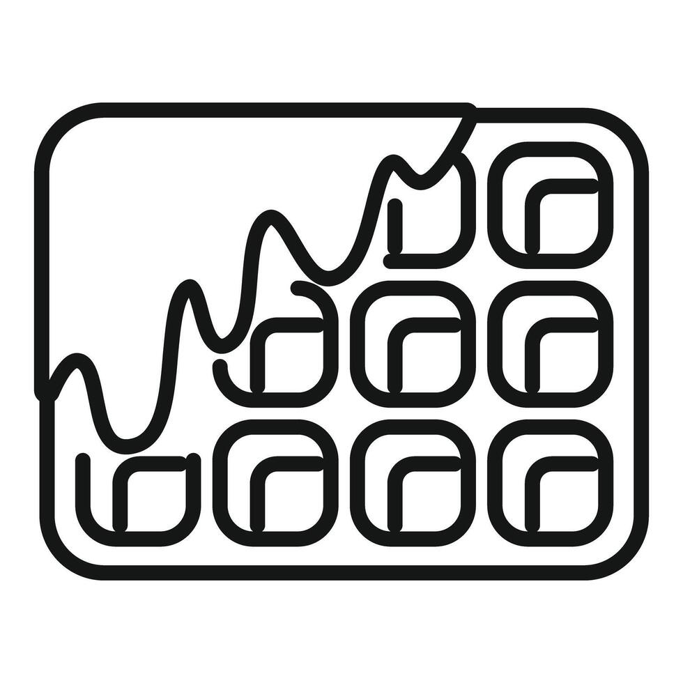 Square waffle with melted chocolate drizzled on top icon vector