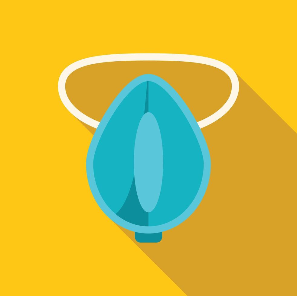 Oxygen mask hanging on yellow wall, healthcare concept vector