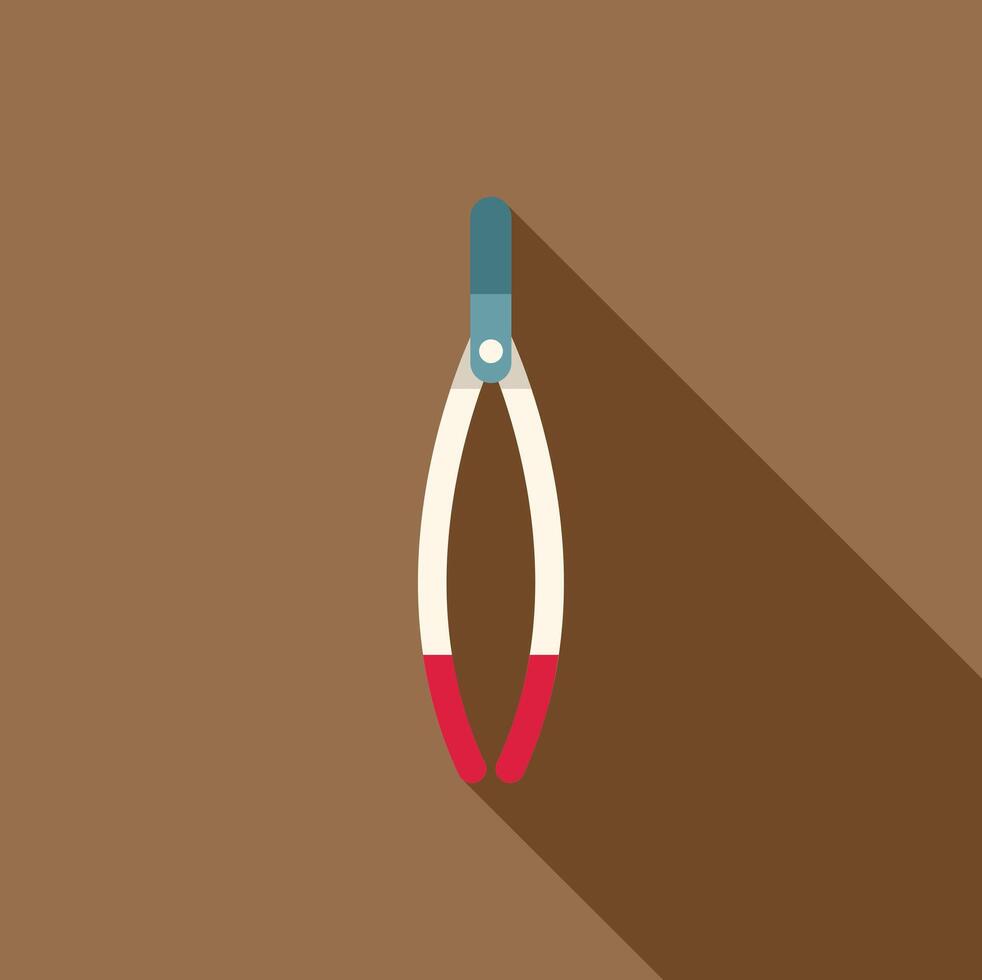 Drawing compass tool icon with long shadow on brown background vector