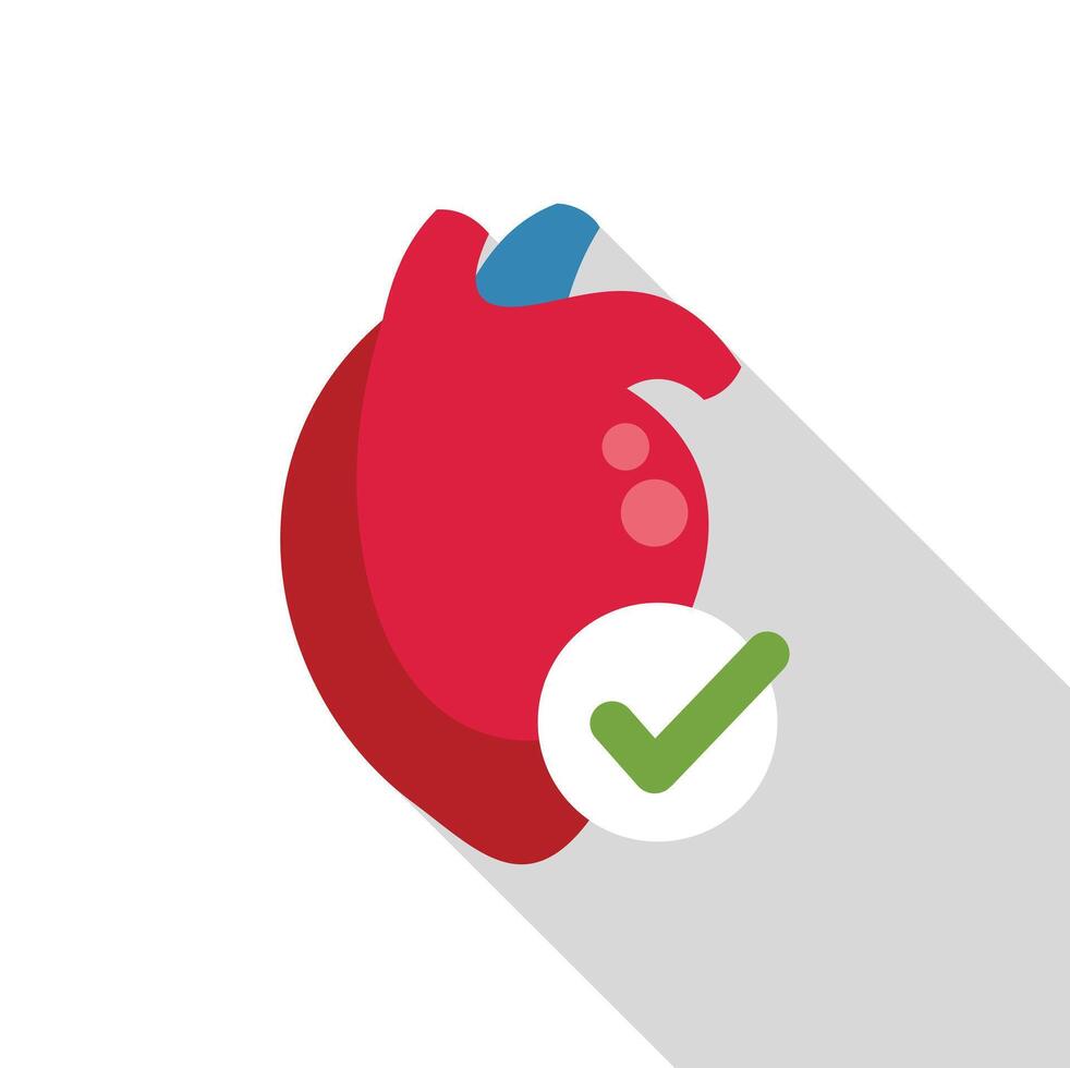 Healthy heart with check mark showing good health and wellness vector
