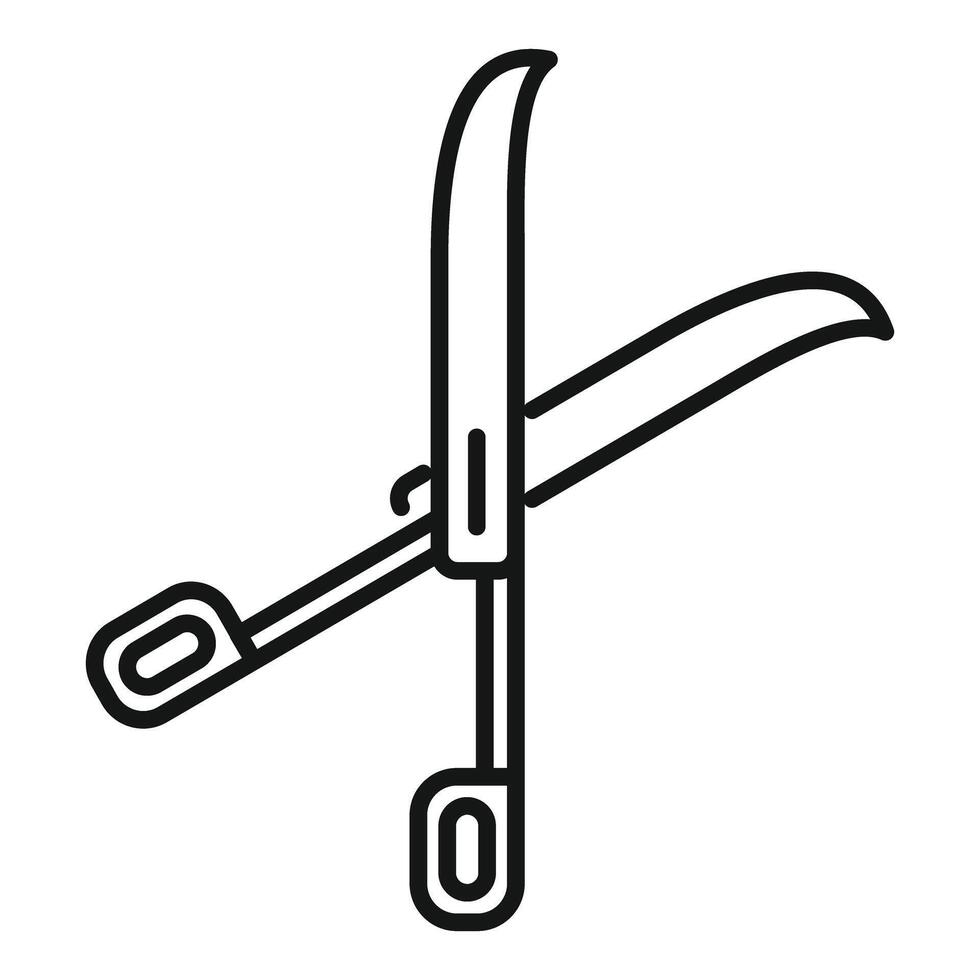 Gardening scissors icon, simple thin line style vector