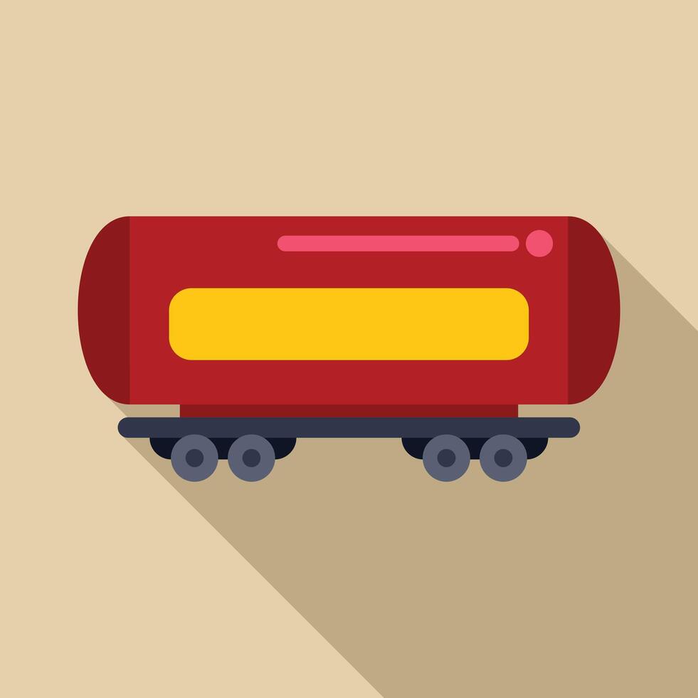 Red tank wagon delivering oil or gas on rails in flat style design vector