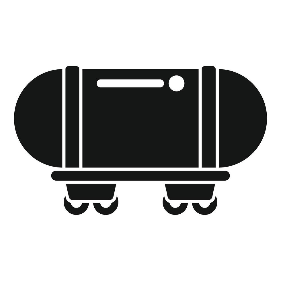 Black horizontal tank for oil transportation on wheels vector
