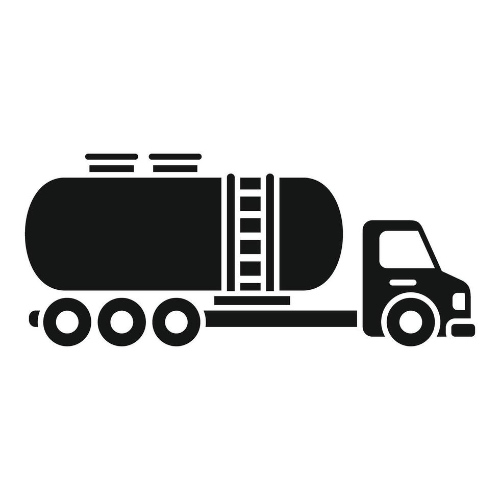 Tank truck delivering fuel to gas station in simple style vector