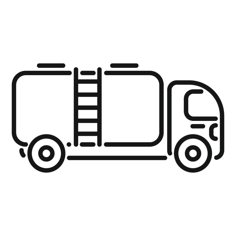 Tank truck delivering goods using ladder and big wheels icon vector