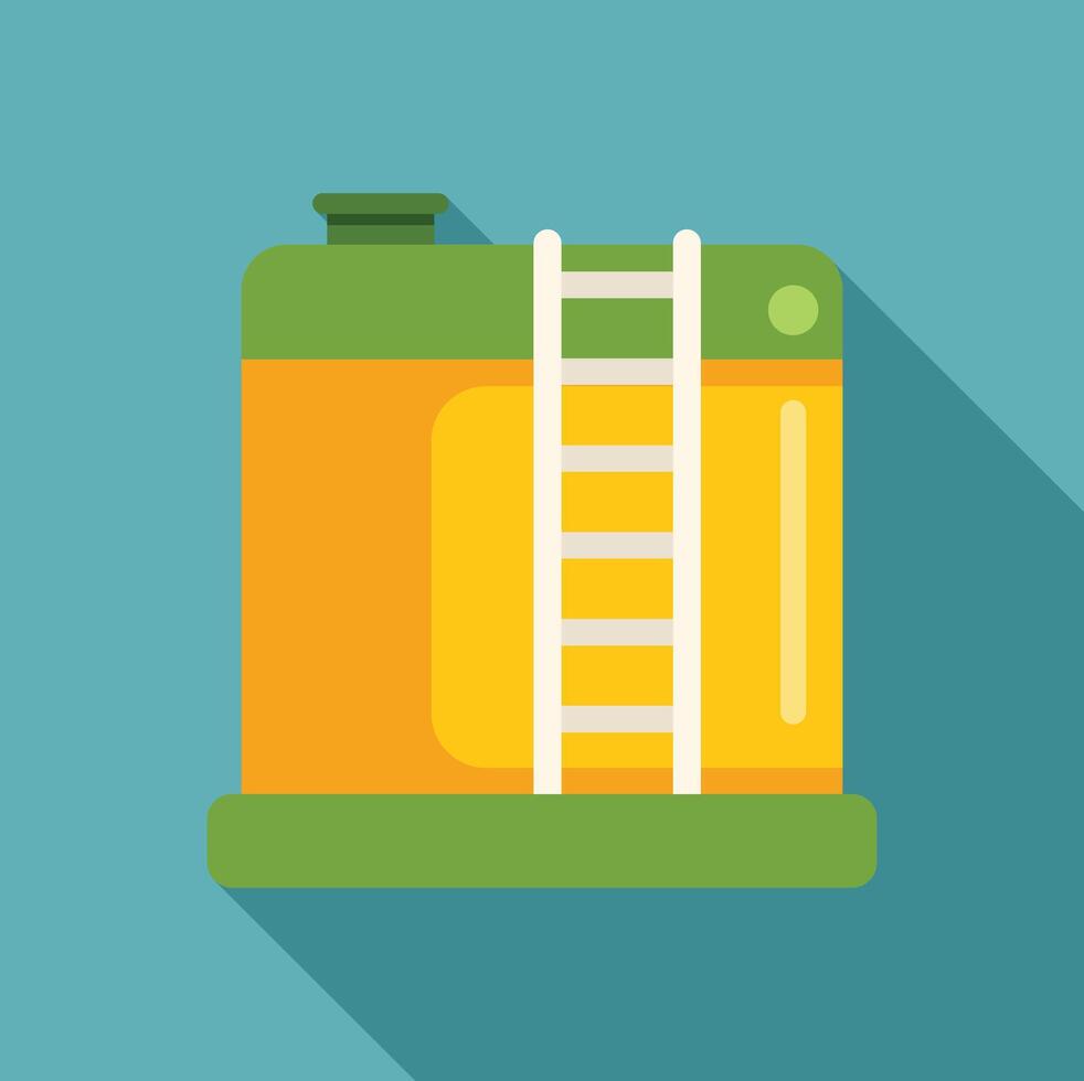 Yellow oil tank with ladder standing on green platform vector