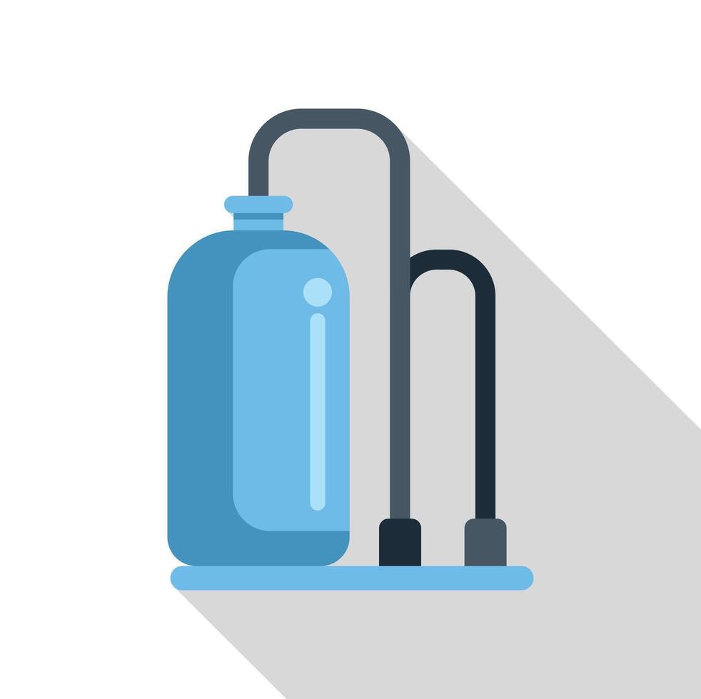 Blue oxygen tank with attached regulator for scuba diving and underwater exploration vector