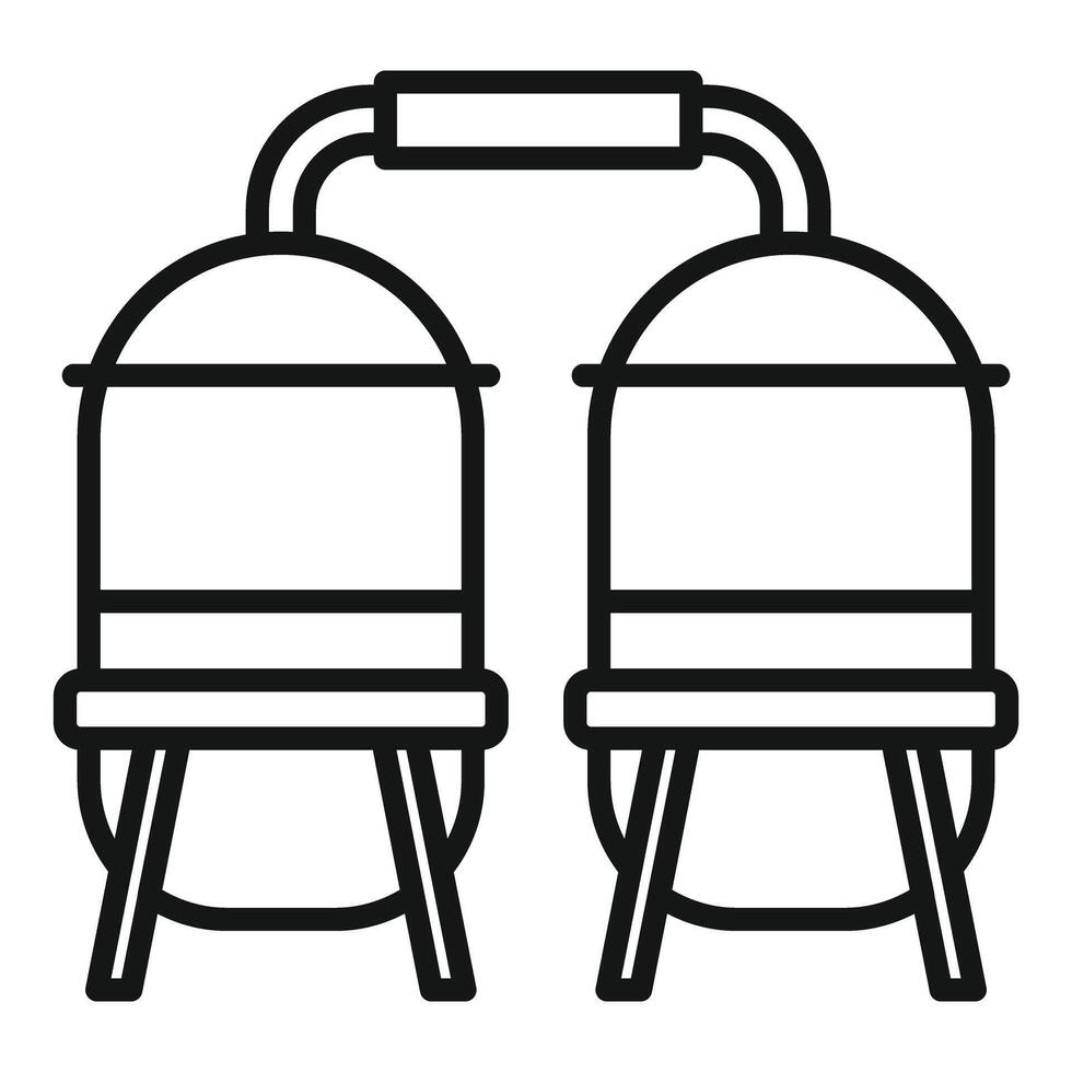 Double water tank system connecting two tanks with pipe for liquid storage vector