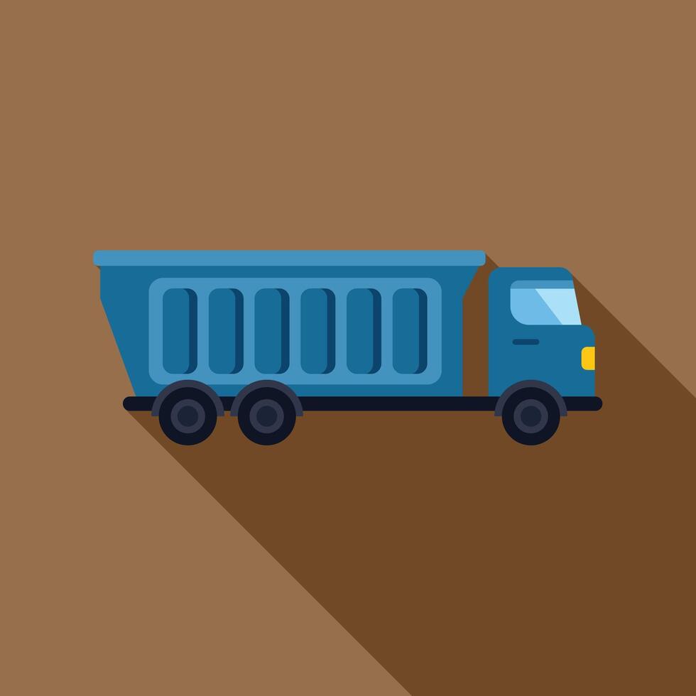 Blue tipper truck transporting building materials on construction site vector