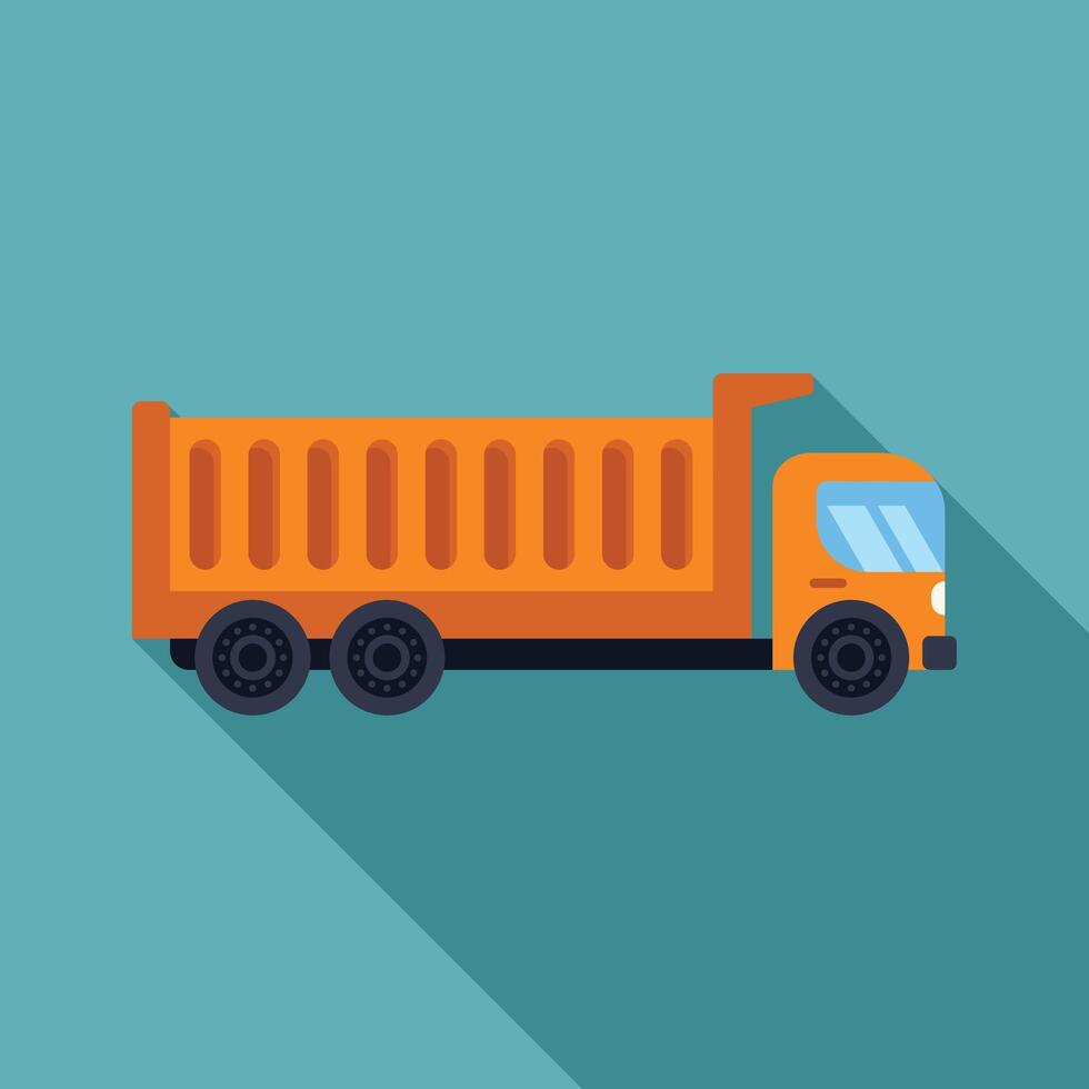 Orange dump truck transporting cargo on building site vector