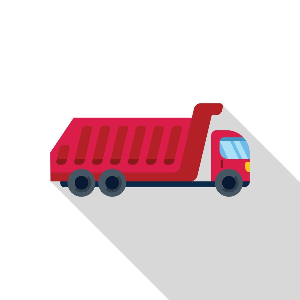 Red tipper lorry truck delivering building materials on construction site vector