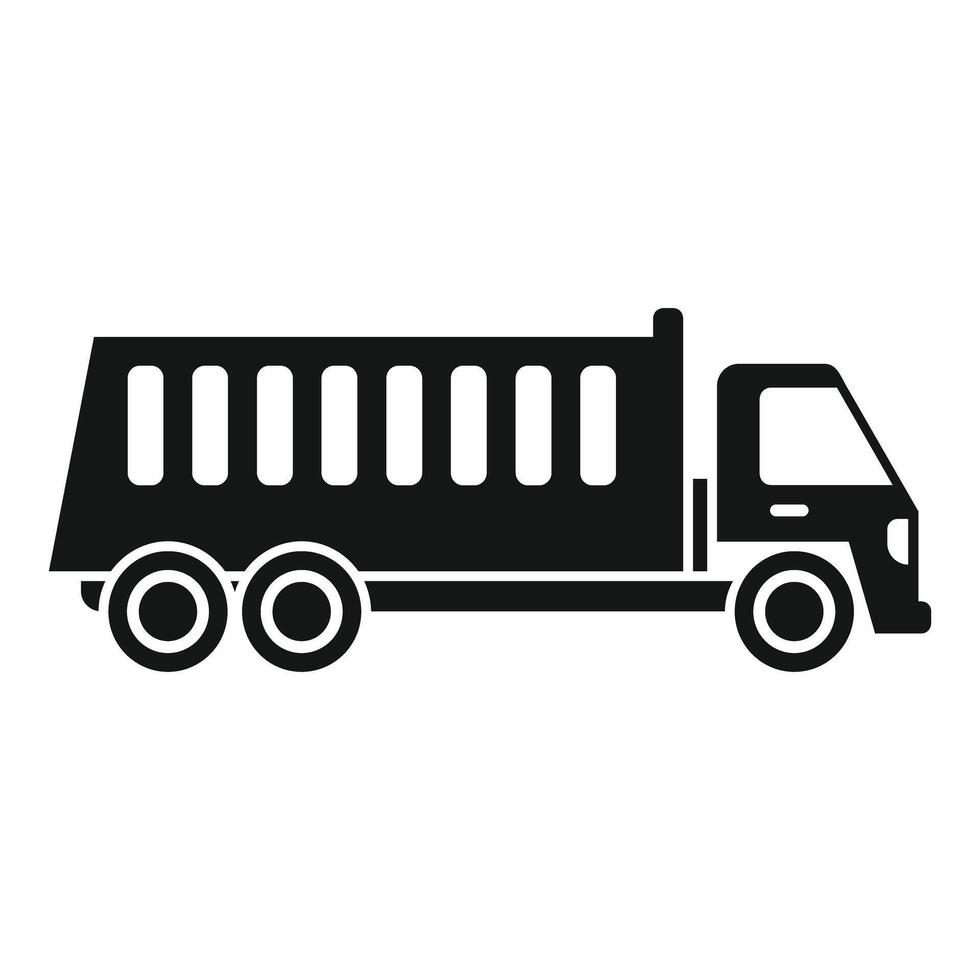 Big dump truck delivering construction material icon vector
