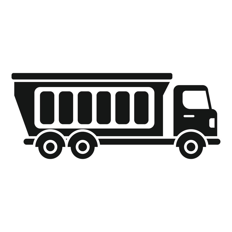 Tipper truck transporting building materials silhouette icon vector