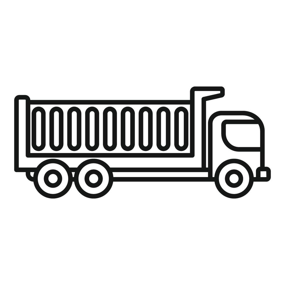 Simple line drawing of a dump truck transporting cargo vector