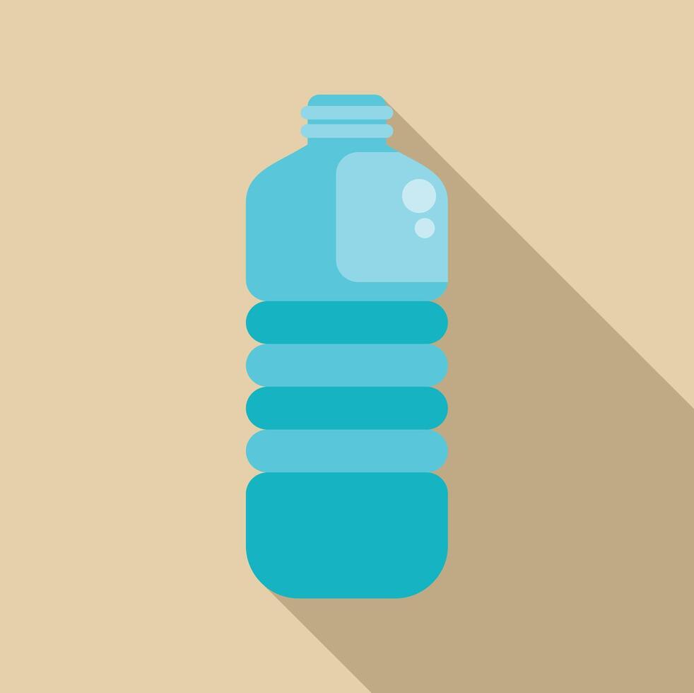 Blue plastic water bottle with long shadow on beige background vector