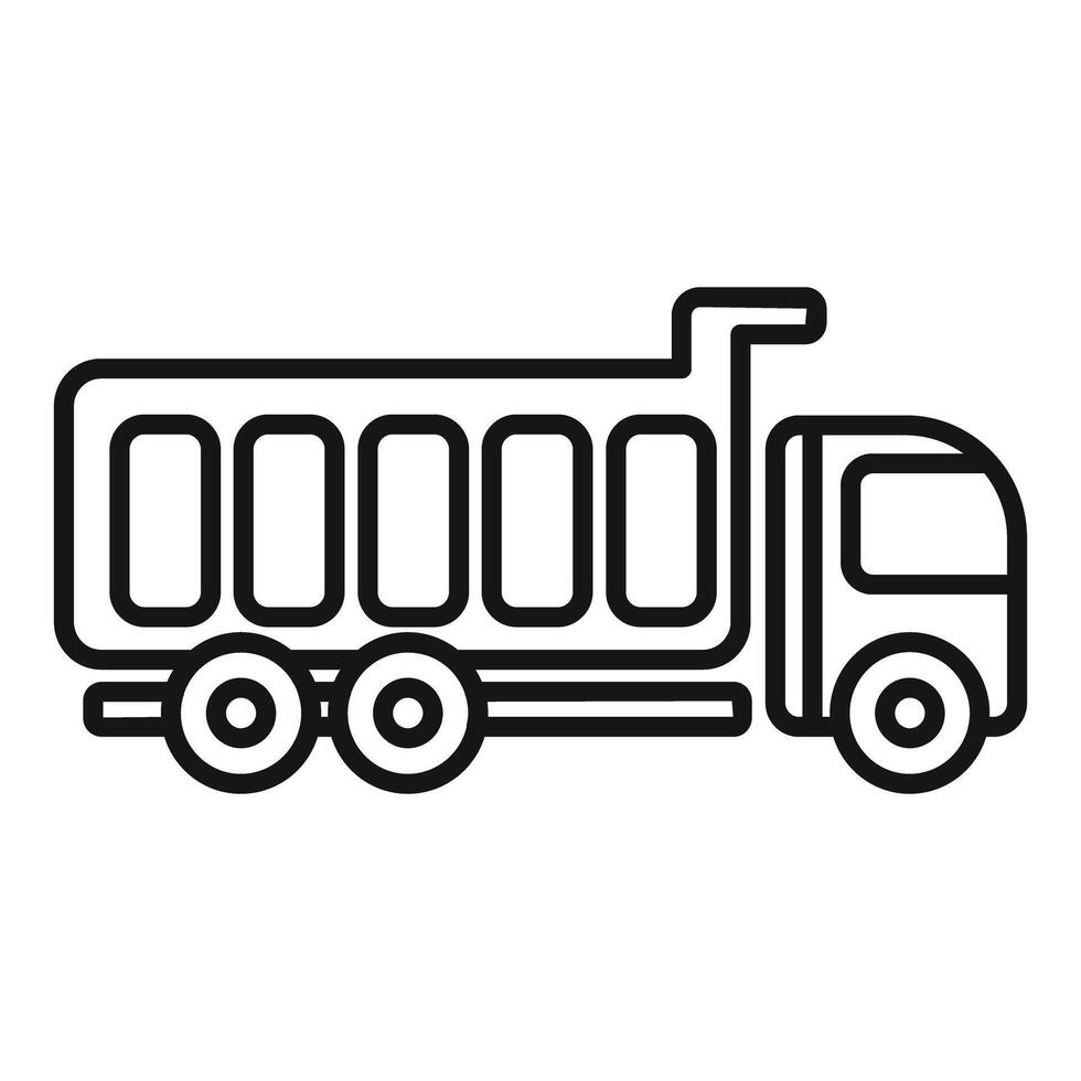 Tipper truck delivering building materials on construction site icon vector