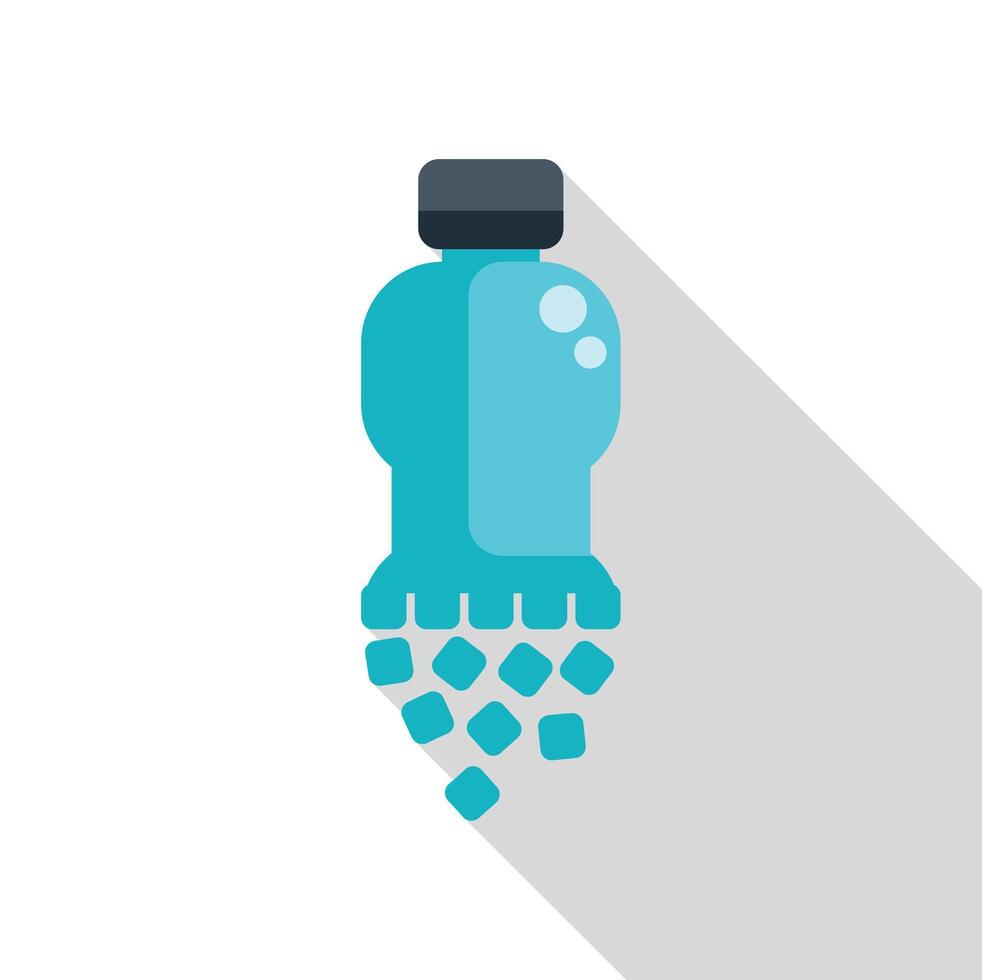 Plastic bottle crushing recycling into cubes icon vector